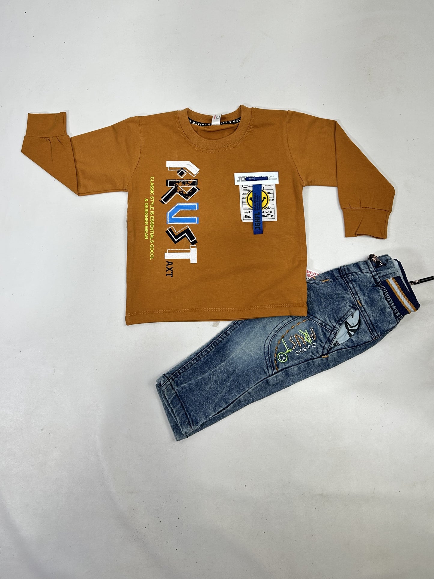 1Yr - 4Yrs Rust Brown Full Sleeve Suit For Kids AJ BS510