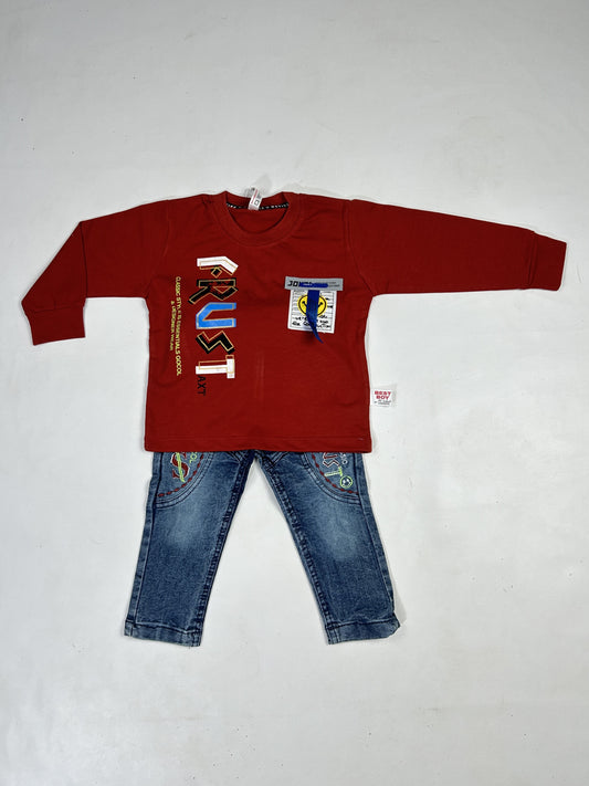 1Yr - 4Yrs Rust Red Full Sleeve Suit For Kids AJ BS511