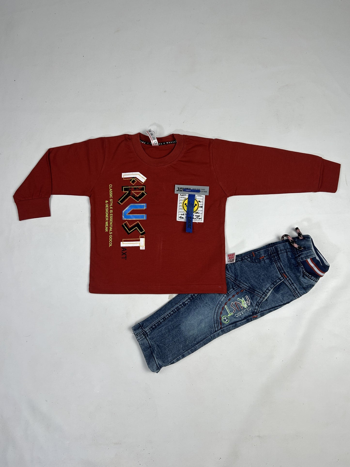 1Yr - 4Yrs Rust Red Full Sleeve Suit For Kids AJ BS511