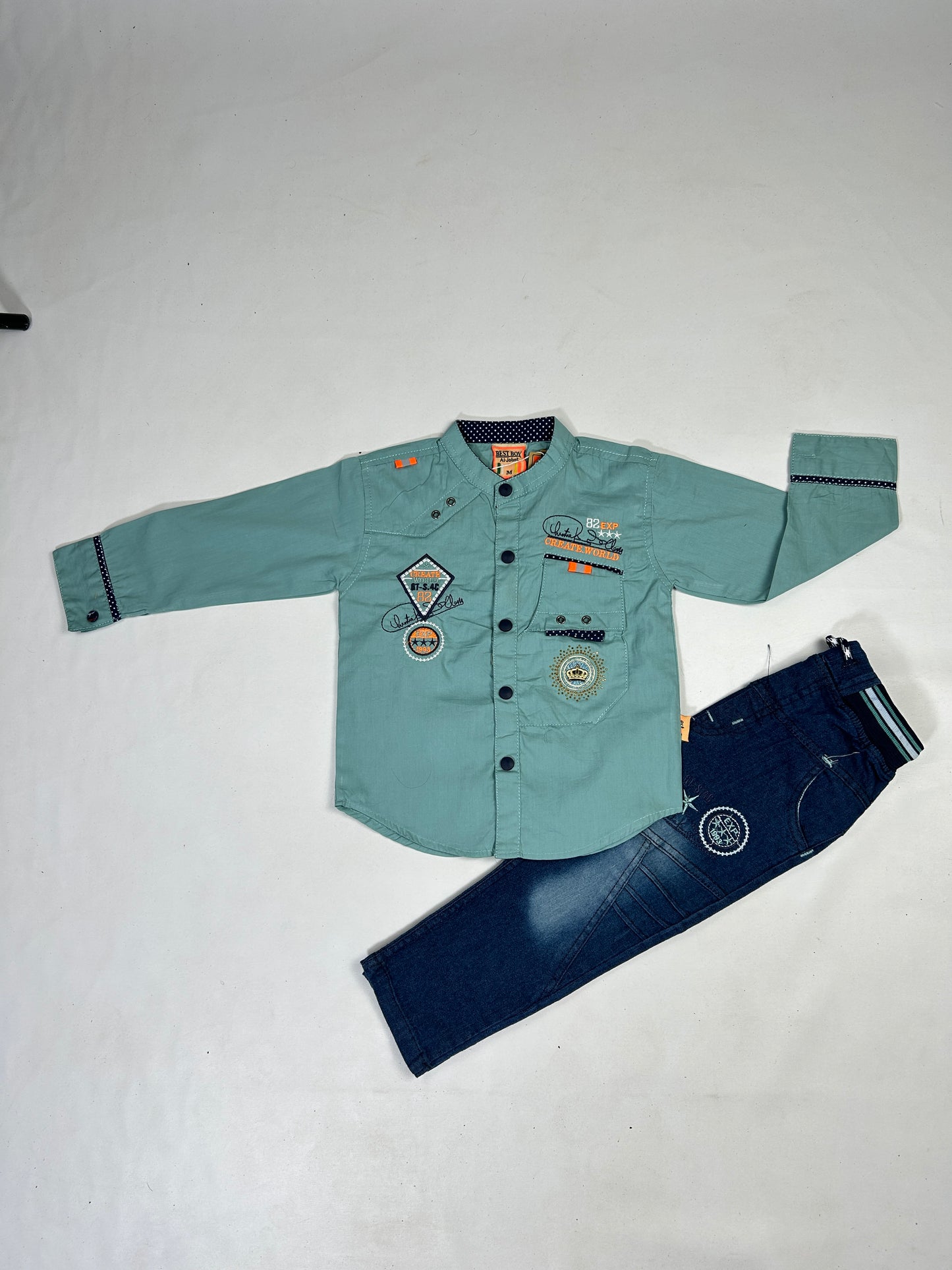 1Yr - 4Yrs 82 Teal Full Sleeve Suit For Kids AJ BS514