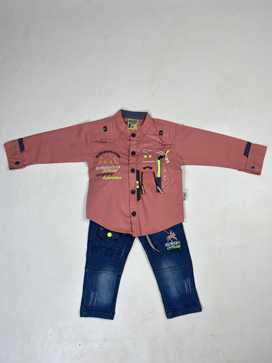 1Yr - 4Yrs Rionero Pink Full Sleeve Suit For Kids AJ BS519