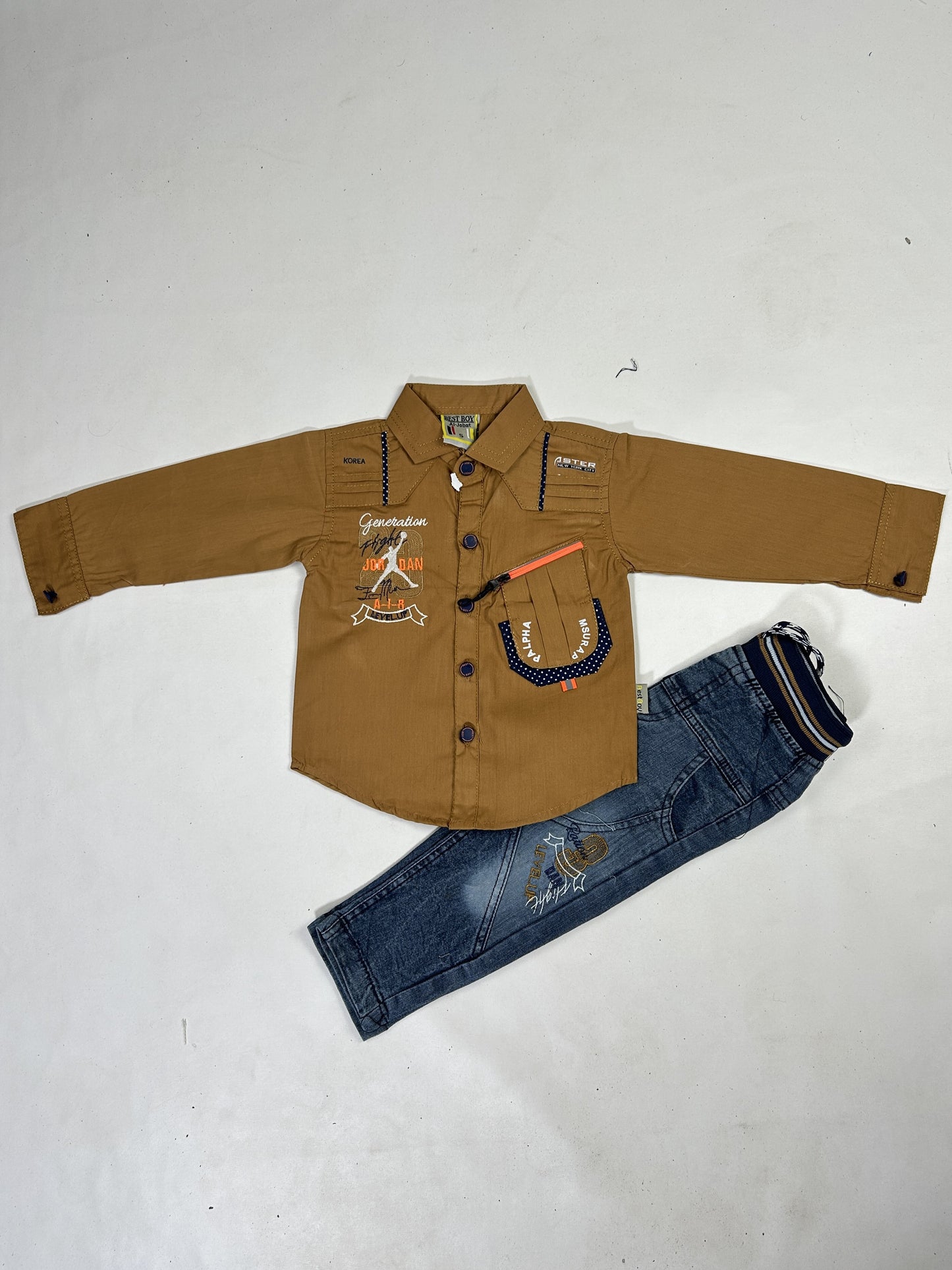 1Yr - 4Yrs Air Light Brown Full Sleeve Suit For Kids AJ BS521