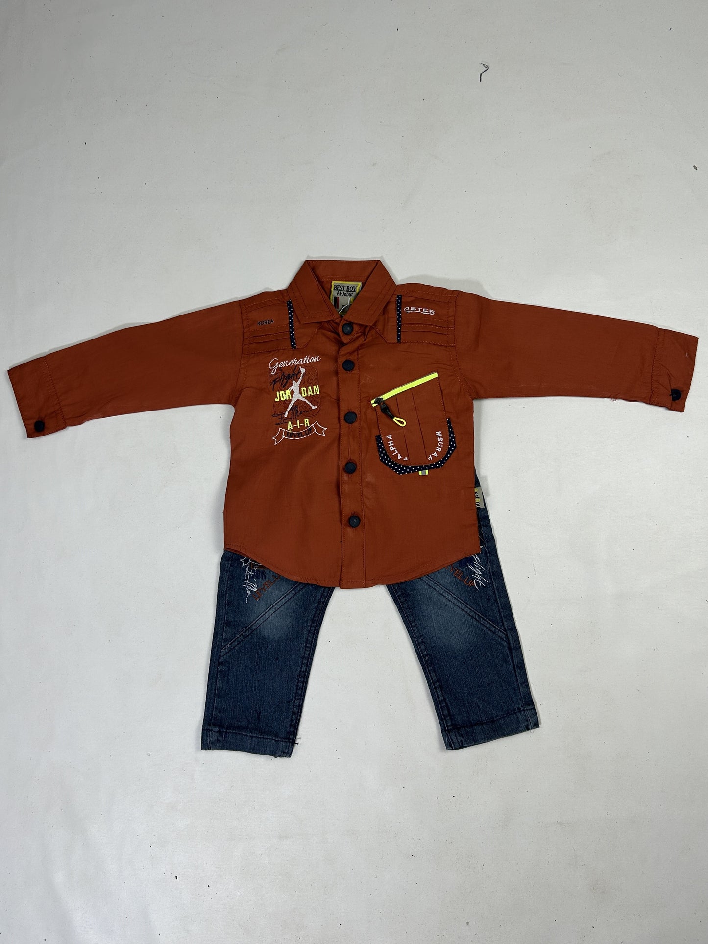 1Yr - 4Yrs Air Dark Brown Full Sleeve Suit For Kids AJ BS522