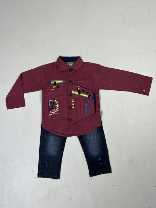 1Yr - 4Yrs Club Burgundy Full Sleeve Suit For Kids AJ BS524