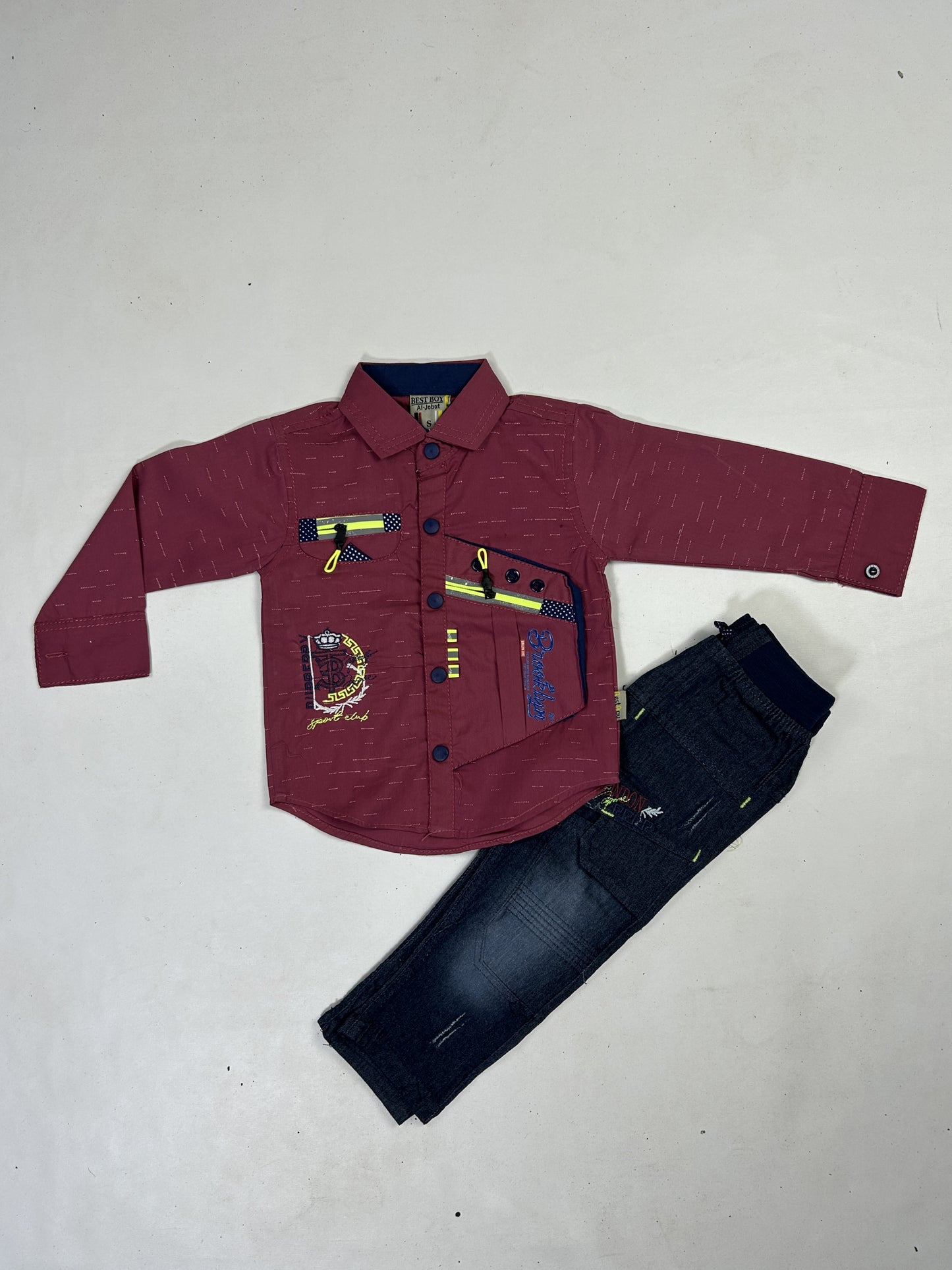 1Yr - 4Yrs Club Burgundy Full Sleeve Suit For Kids AJ BS524