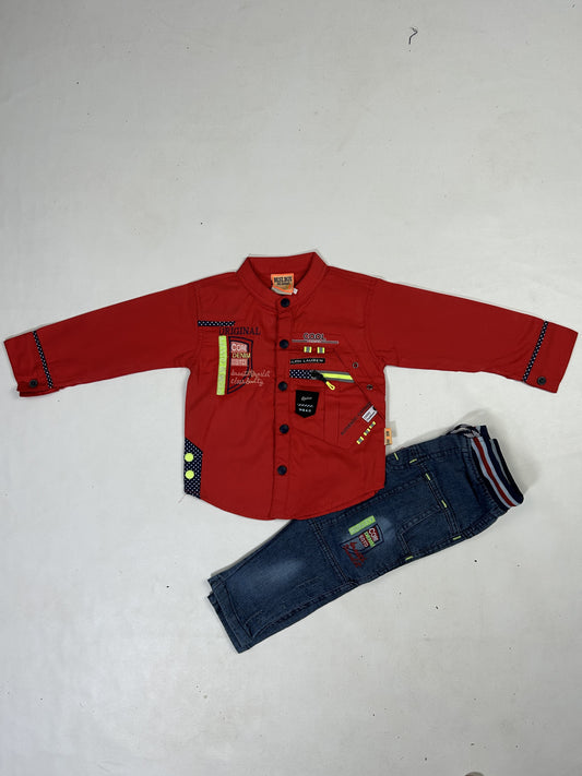 1Yr - 4Yrs Core Red Full Sleeve Suit For Kids AJ BS526