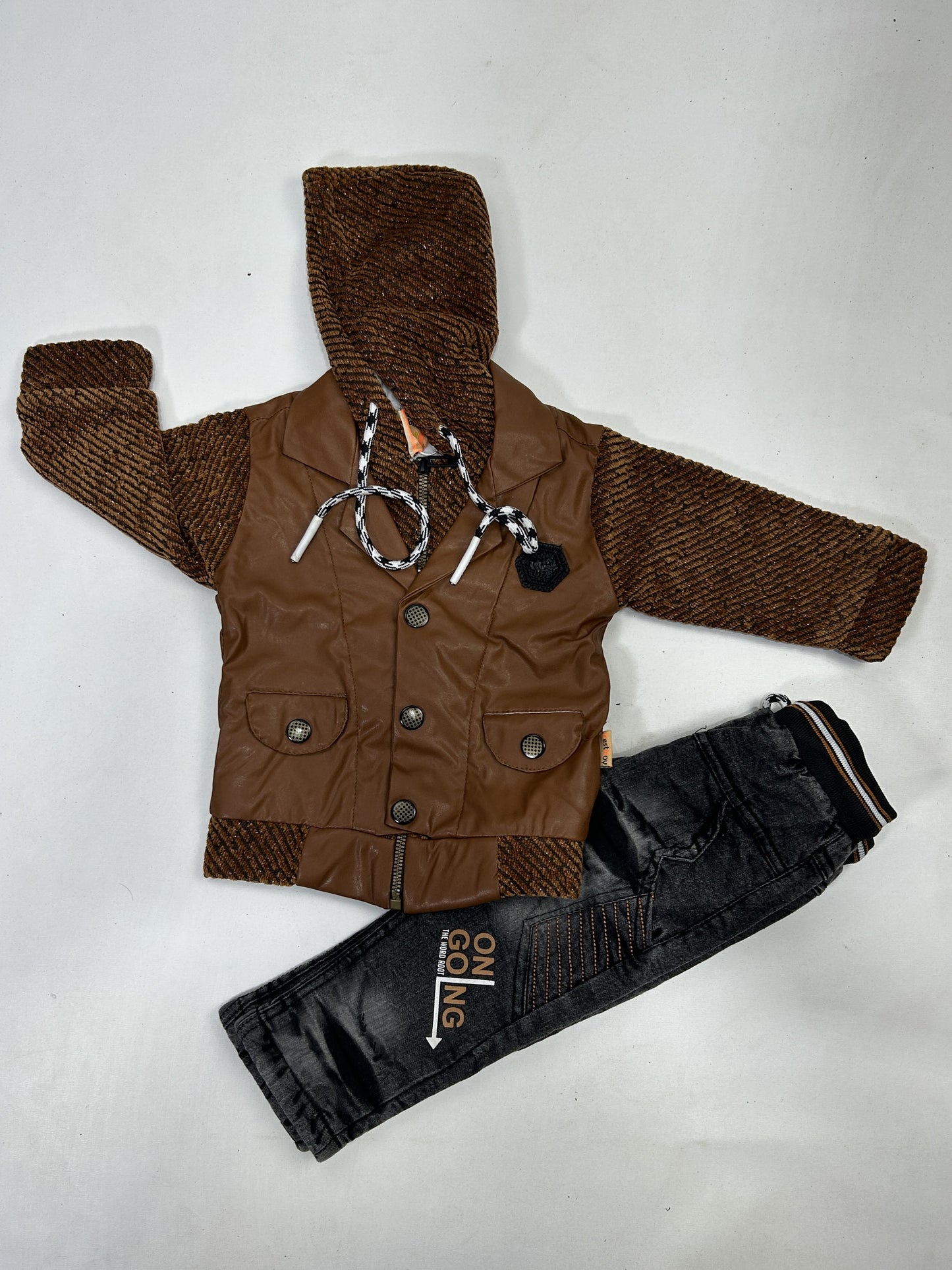 1Yr - 4Yrs Brown Jacket Suit For Kids AJ BS496