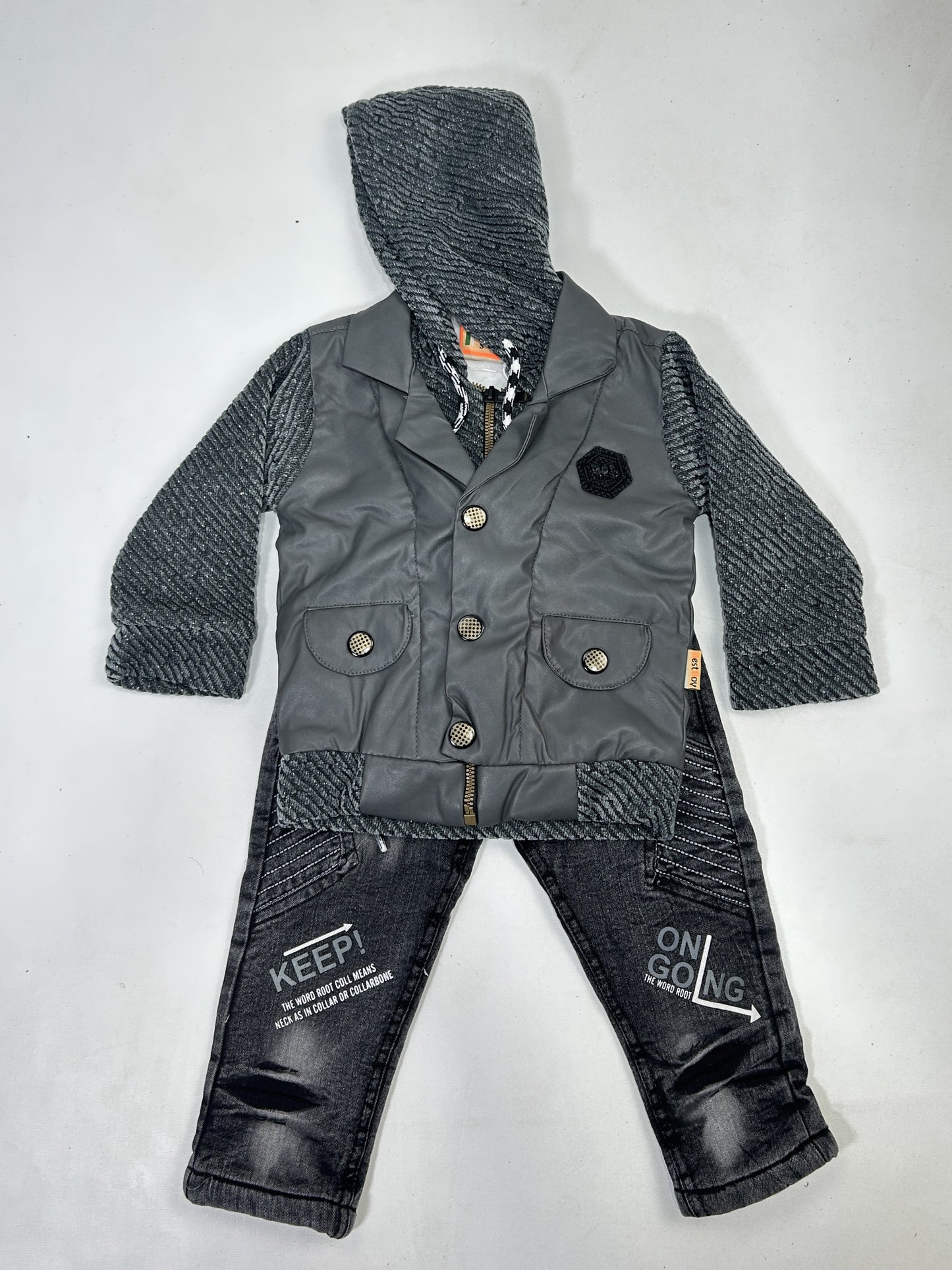 1Yr - 4Yrs Grey Jacket Suit For Kids AJ BS497