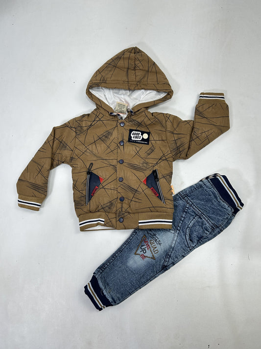 1Yr - 4Yrs Brown Jacket Suit For Kids AJ BS499