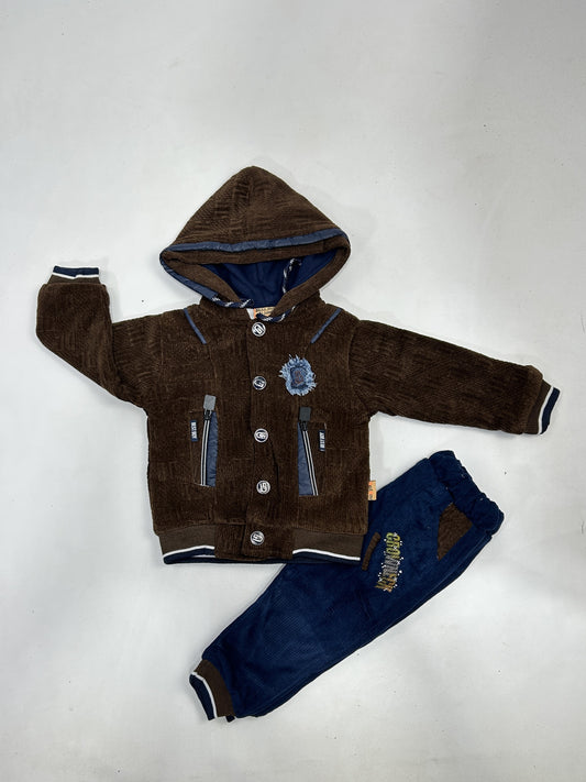 1Yr - 4Yrs Dark Brown Fleece Suit For Kids AJ BS501