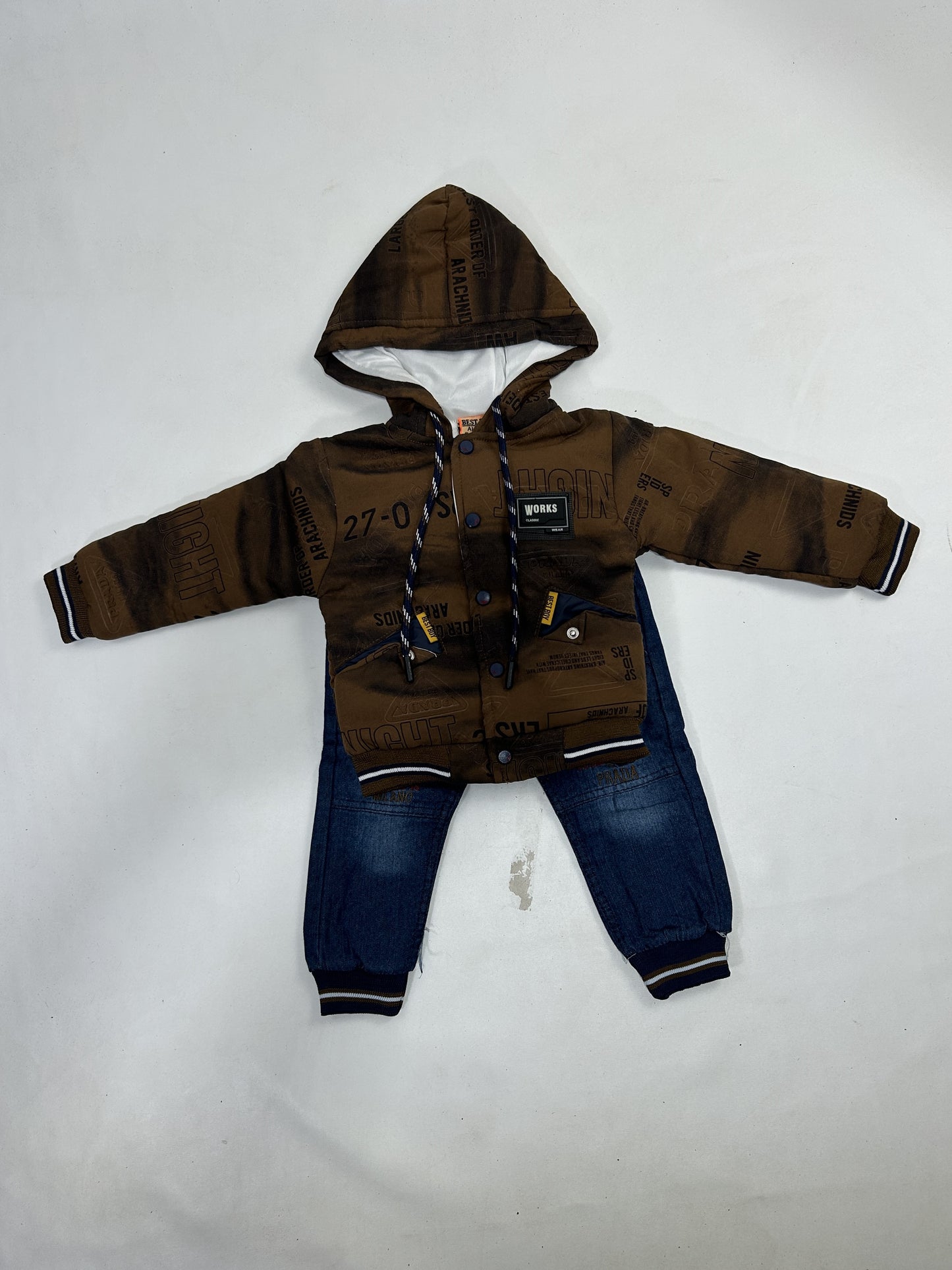 1Yr - 4Yrs Brown Fleece Suit For Kids AJ BS505