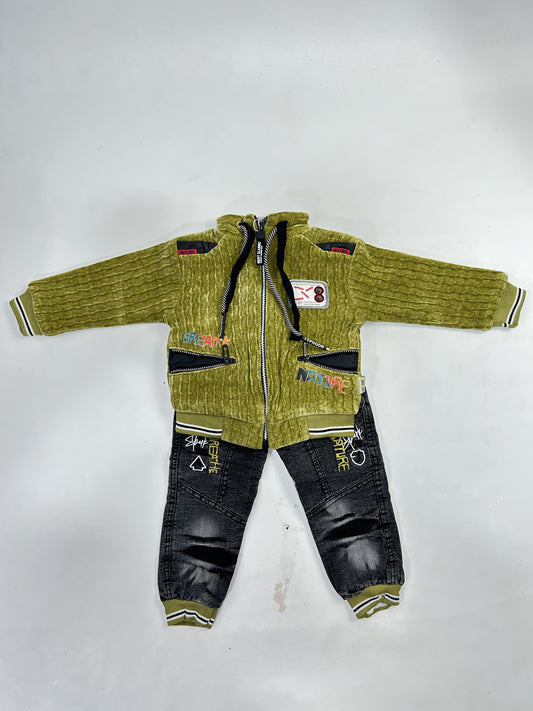 1Yr - 4Yrs Green Fleece Suit For Kids AJ BS509