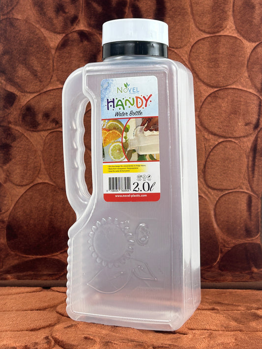 Black Plastic Transparent Water Bottle - 2000ML