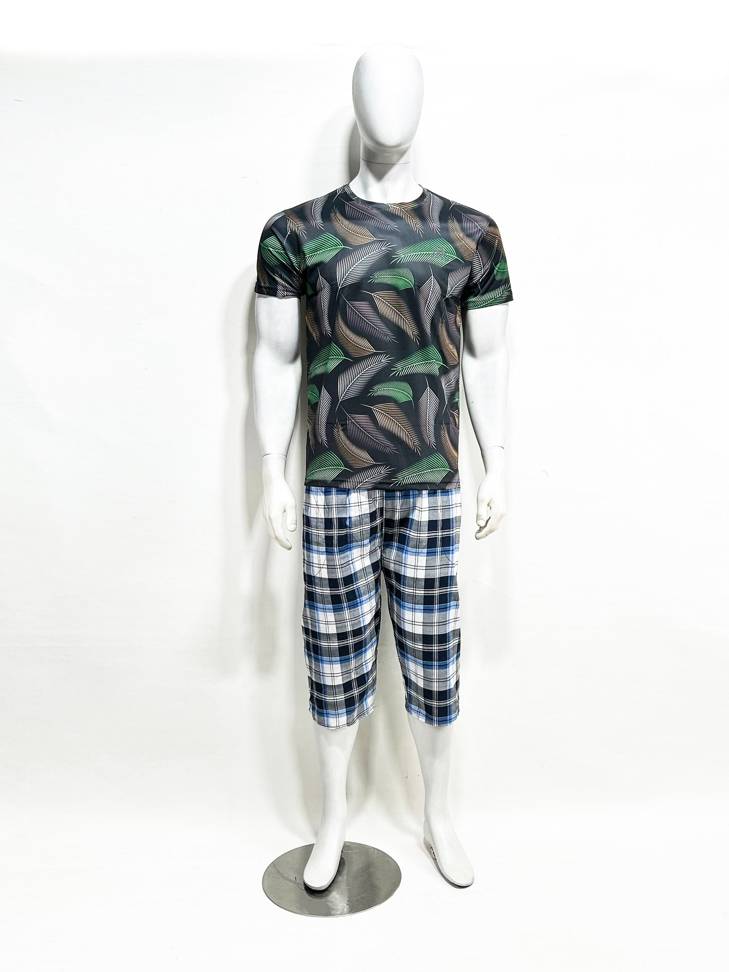MS34 Pack Of 3 Men's 3-QTR Short Multicolor Checks