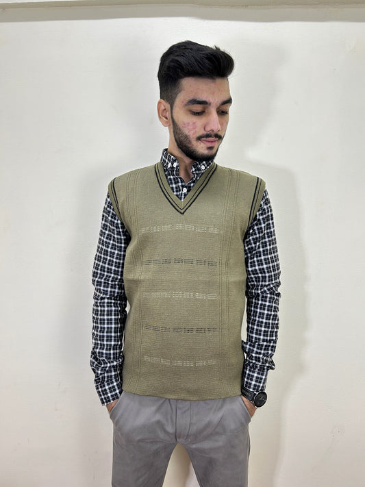 Green Sleeveless Sweater for Men MSW56