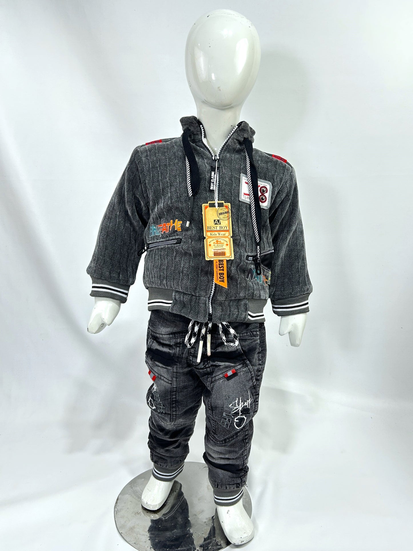 1Yr - 4Yrs Grey Fleece Suit For Kids AJ BS508