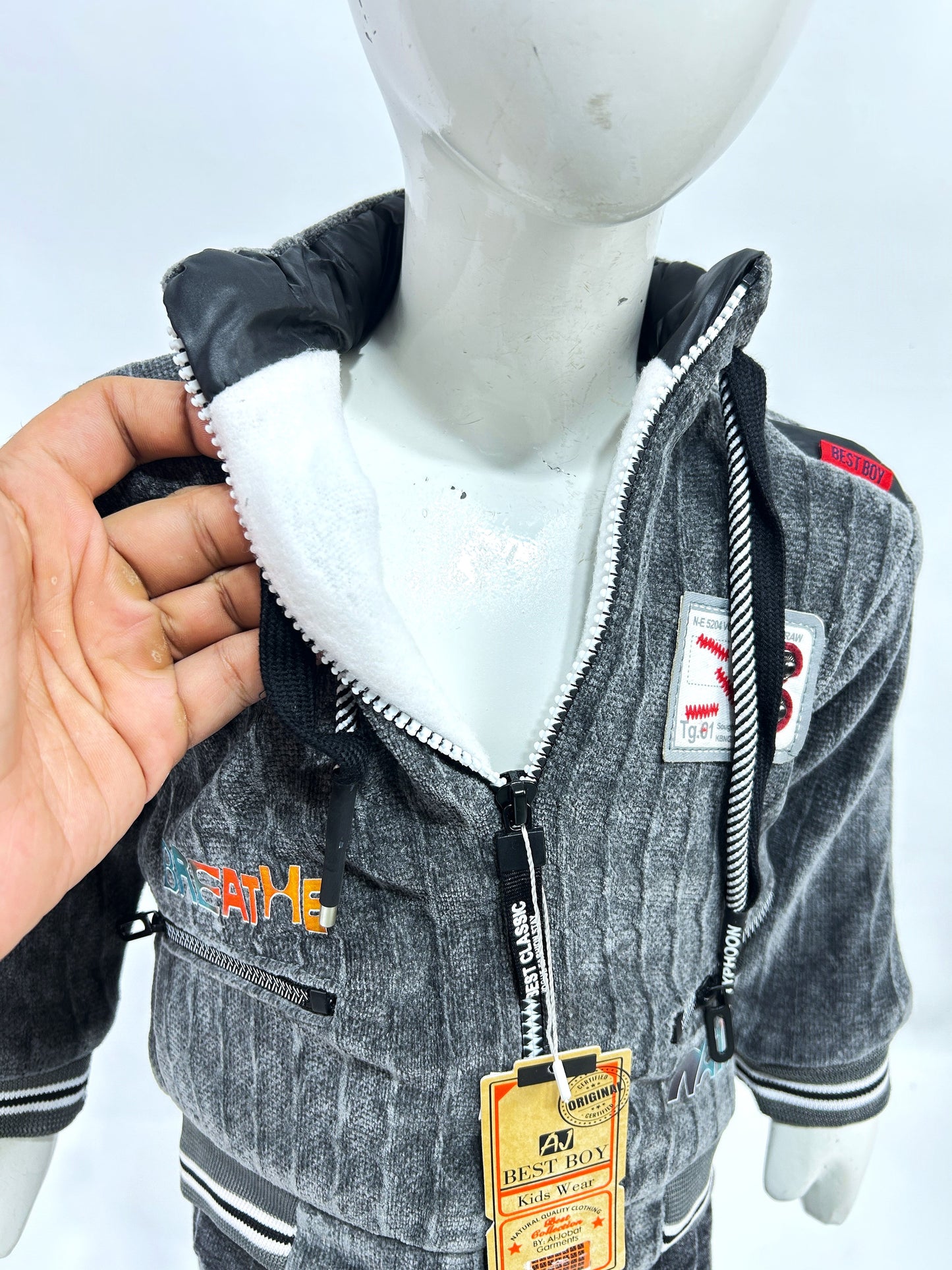 1Yr - 4Yrs Grey Fleece Suit For Kids AJ BS508