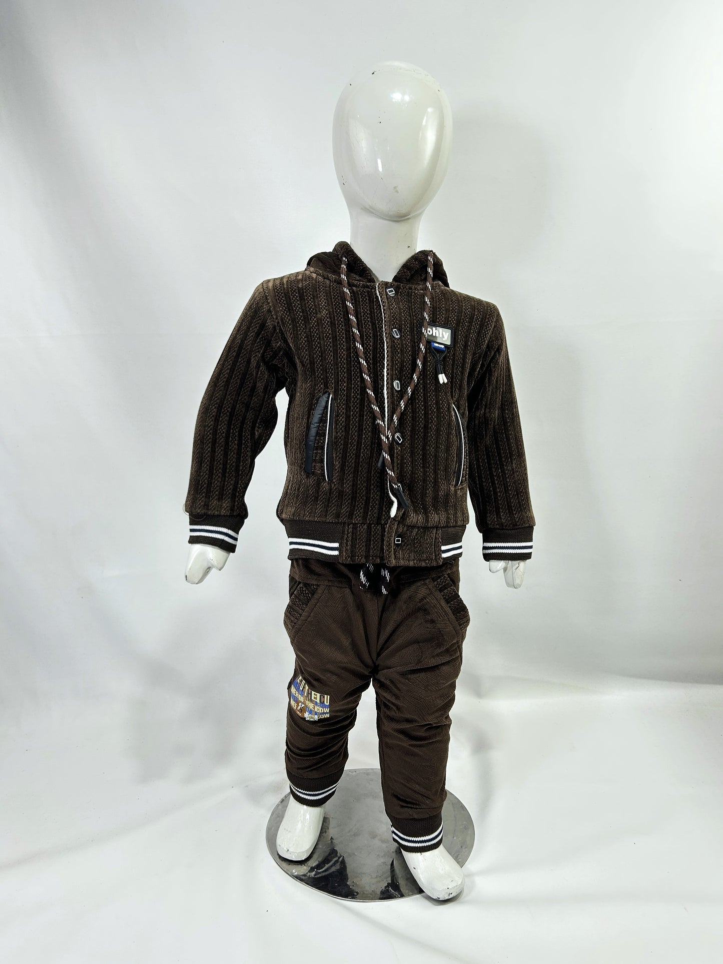 1Yr - 4Yrs Dark Brown Fleece Suit For Kids AJ BS503