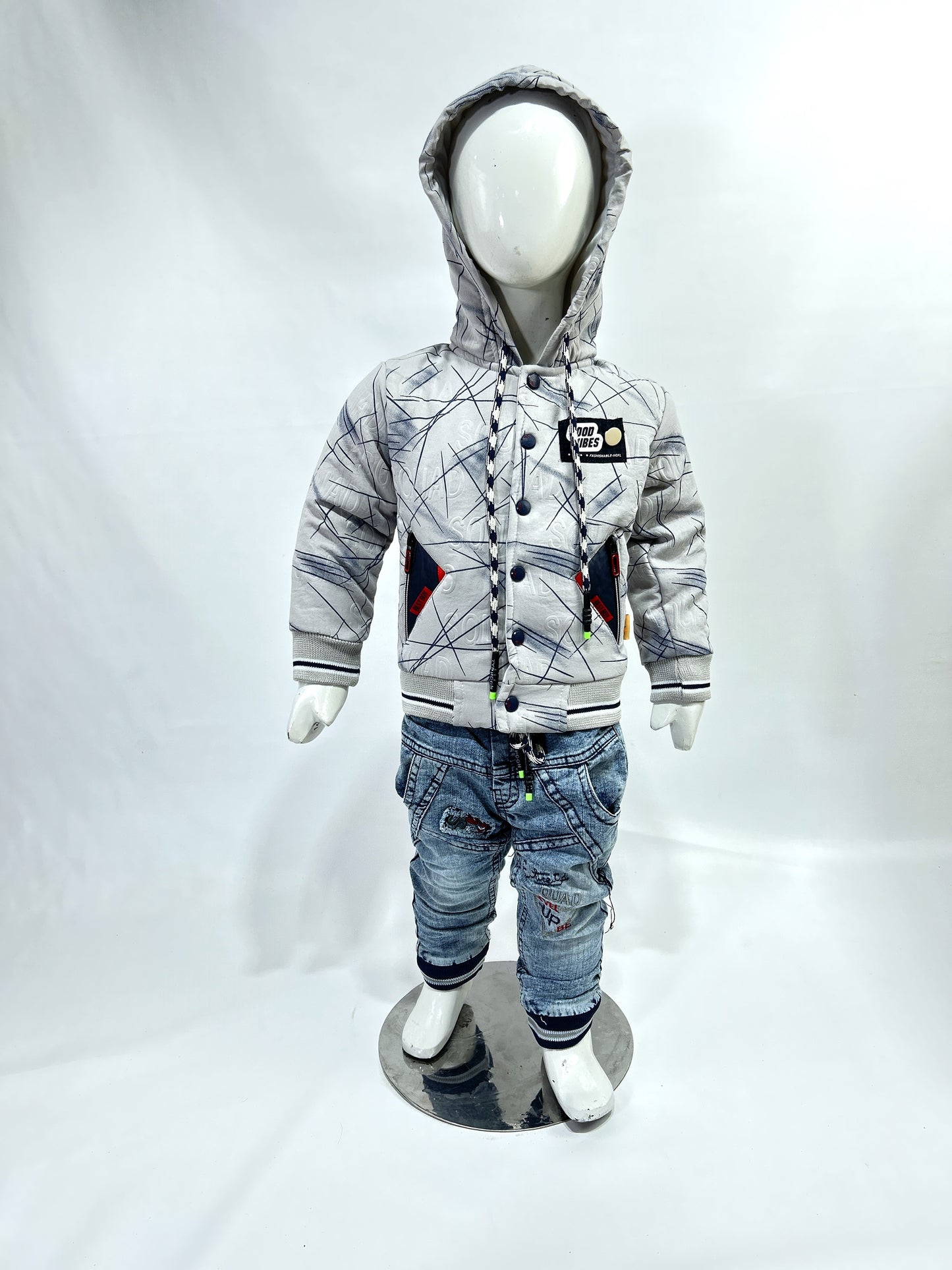 1Yr - 4Yrs Grey Jacket Suit For Kids AJ BS498