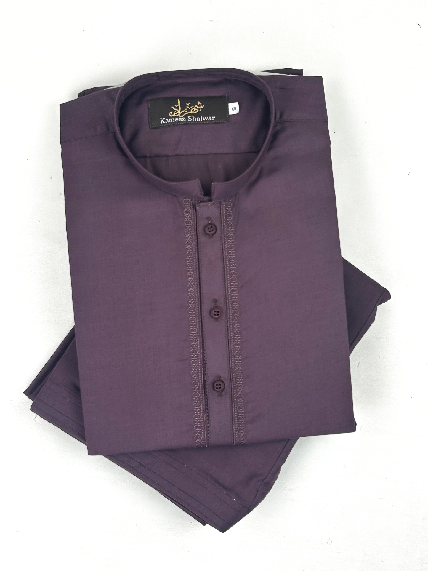 772- 05 Dark Purple Stitched Suit Kameez Shalwar For Men MSK210