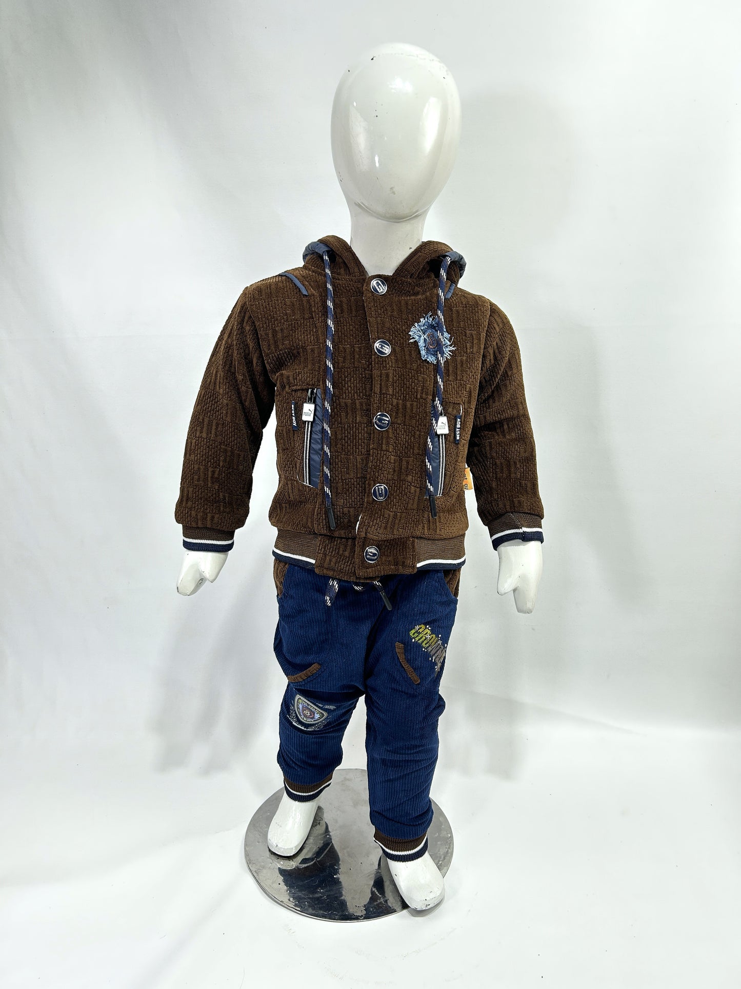 1Yr - 4Yrs Dark Brown Fleece Suit For Kids AJ BS501