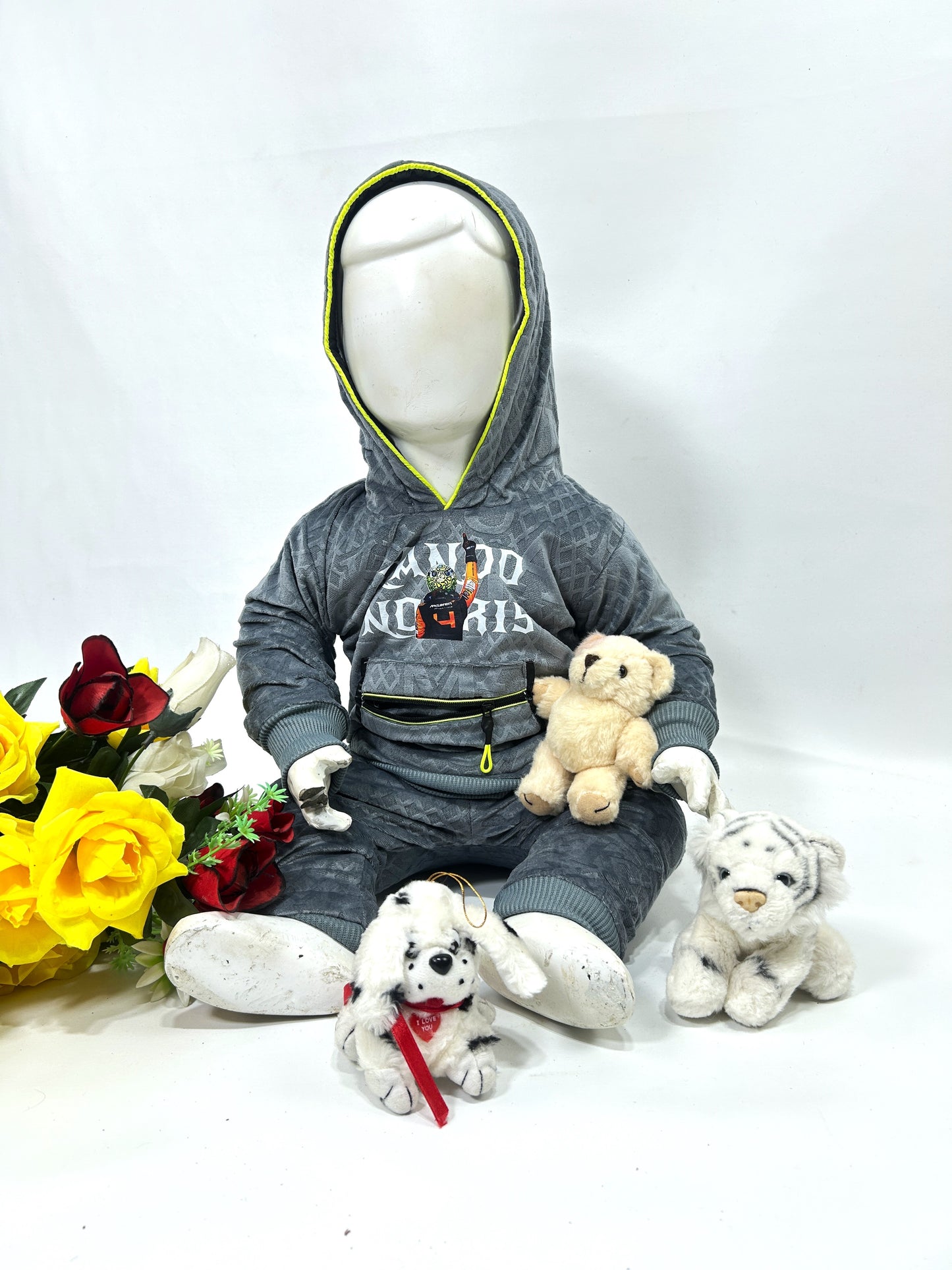 3Mth - 9Mth Grey Fleece Baba Suit For Newborns AJ NBS584