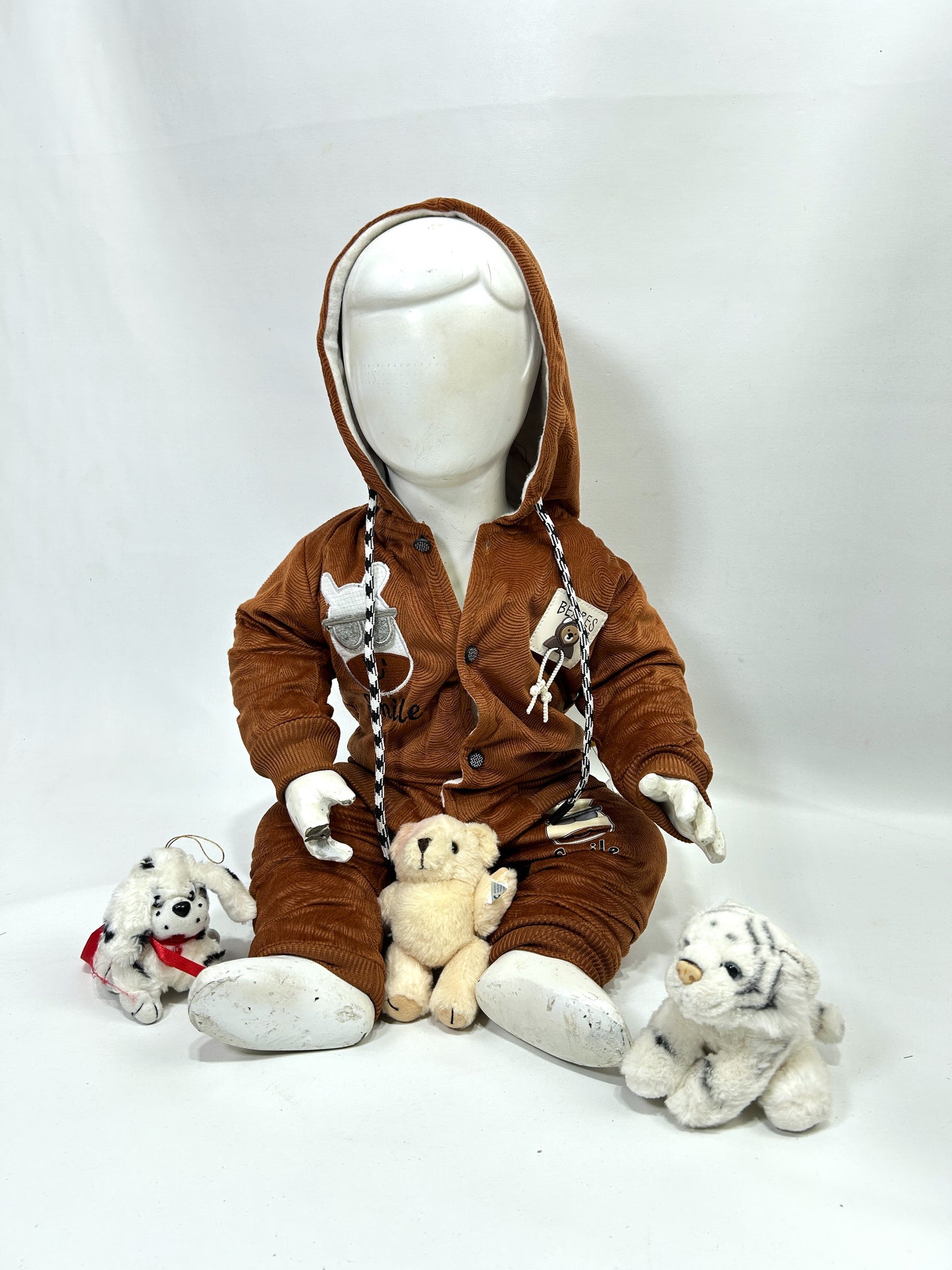 3Mth - 9Mth Brown Fleece Baba Suit For Newborns AJ NBS590