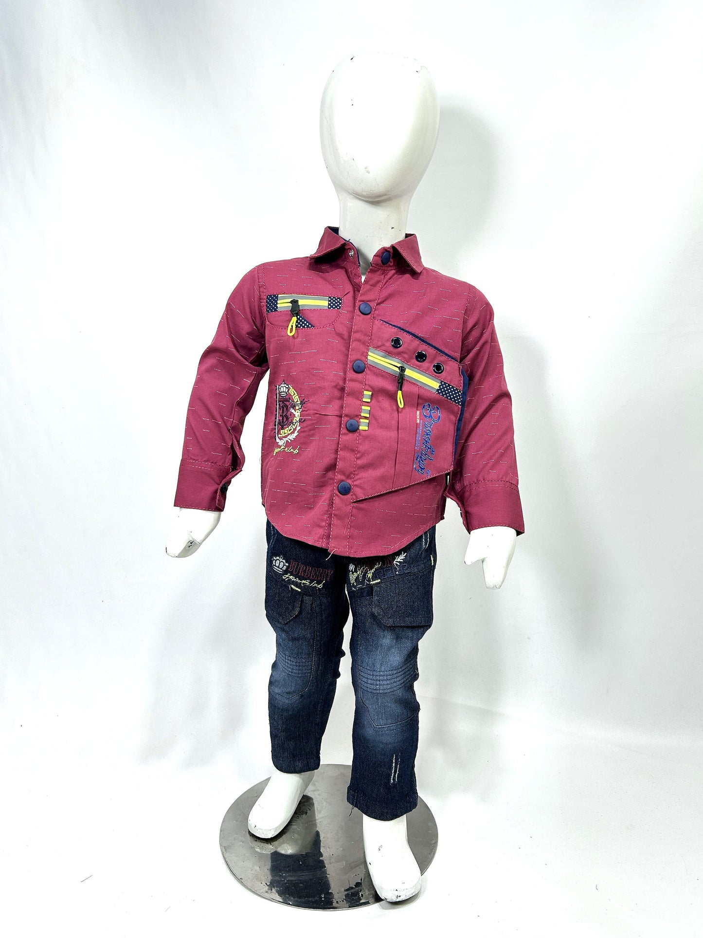 1Yr - 4Yrs Club Burgundy Full Sleeve Suit For Kids AJ BS524