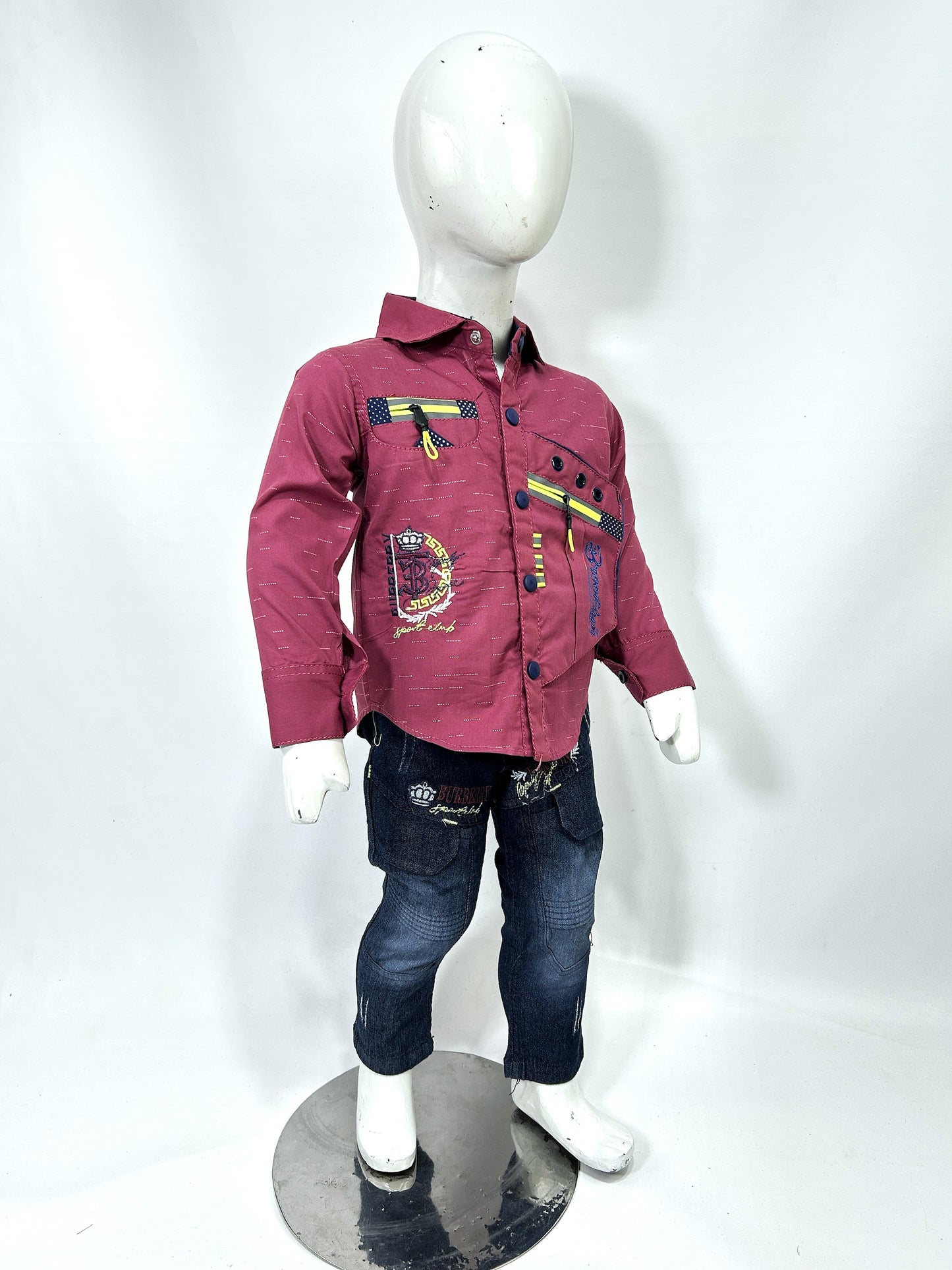 1Yr - 4Yrs Club Burgundy Full Sleeve Suit For Kids AJ BS524