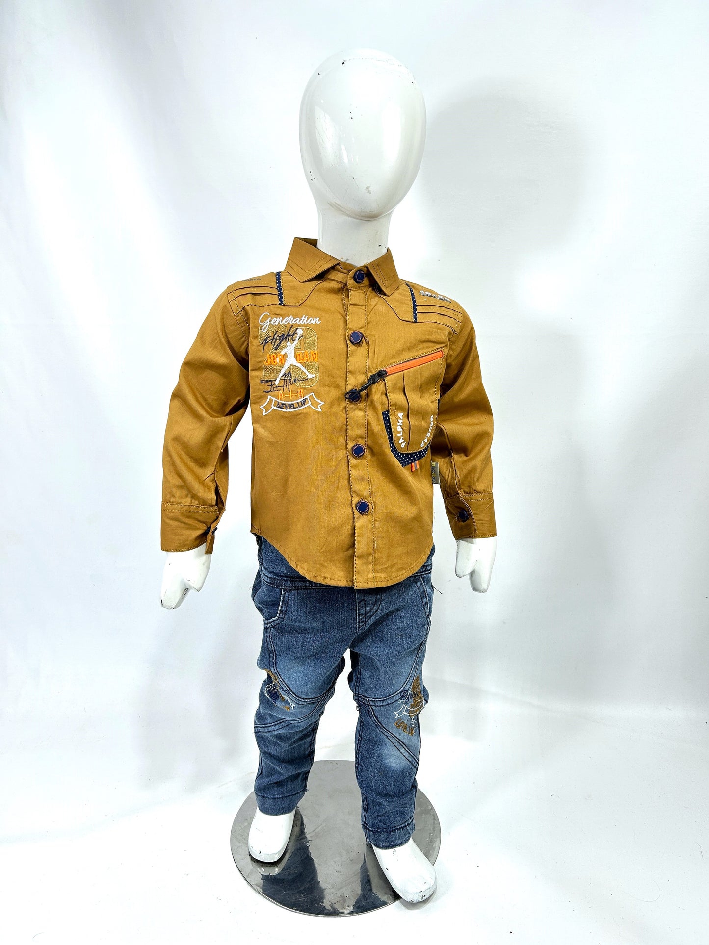 1Yr - 4Yrs Air Light Brown Full Sleeve Suit For Kids AJ BS521