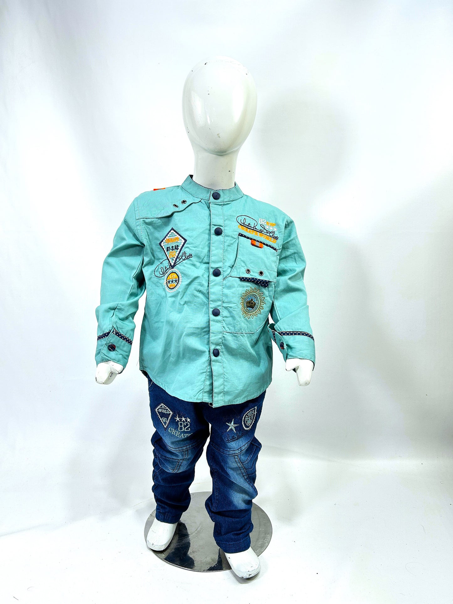 1Yr - 4Yrs 82 Teal Full Sleeve Suit For Kids AJ BS514