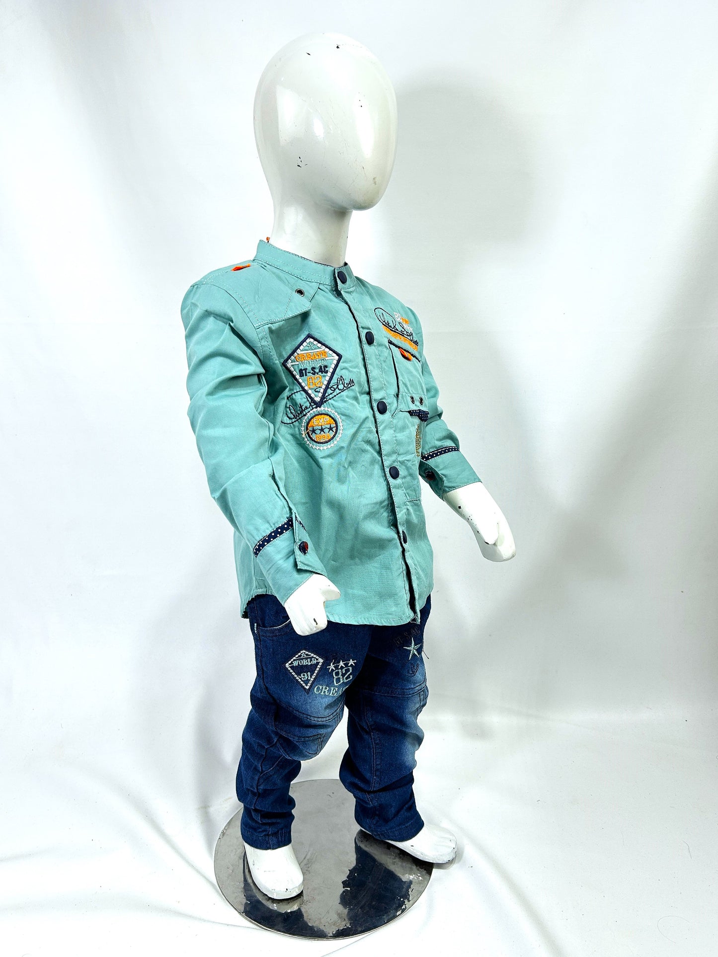 1Yr - 4Yrs 82 Teal Full Sleeve Suit For Kids AJ BS514