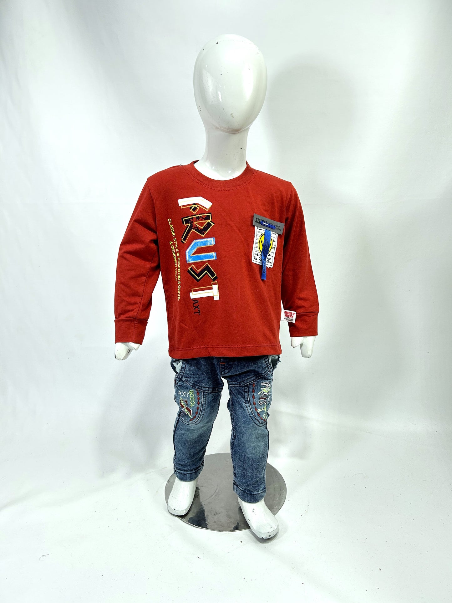 1Yr - 4Yrs Rust Red Full Sleeve Suit For Kids AJ BS511