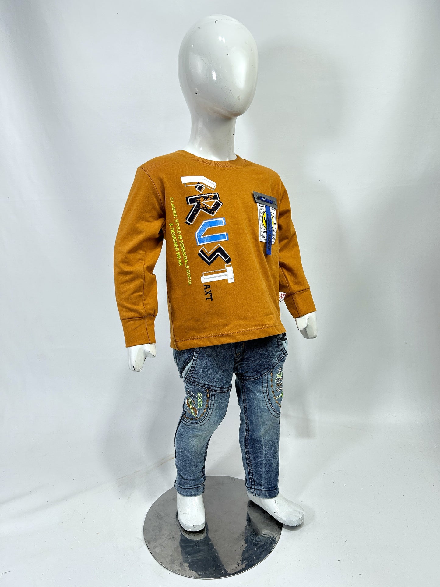 1Yr - 4Yrs Rust Brown Full Sleeve Suit For Kids AJ BS510