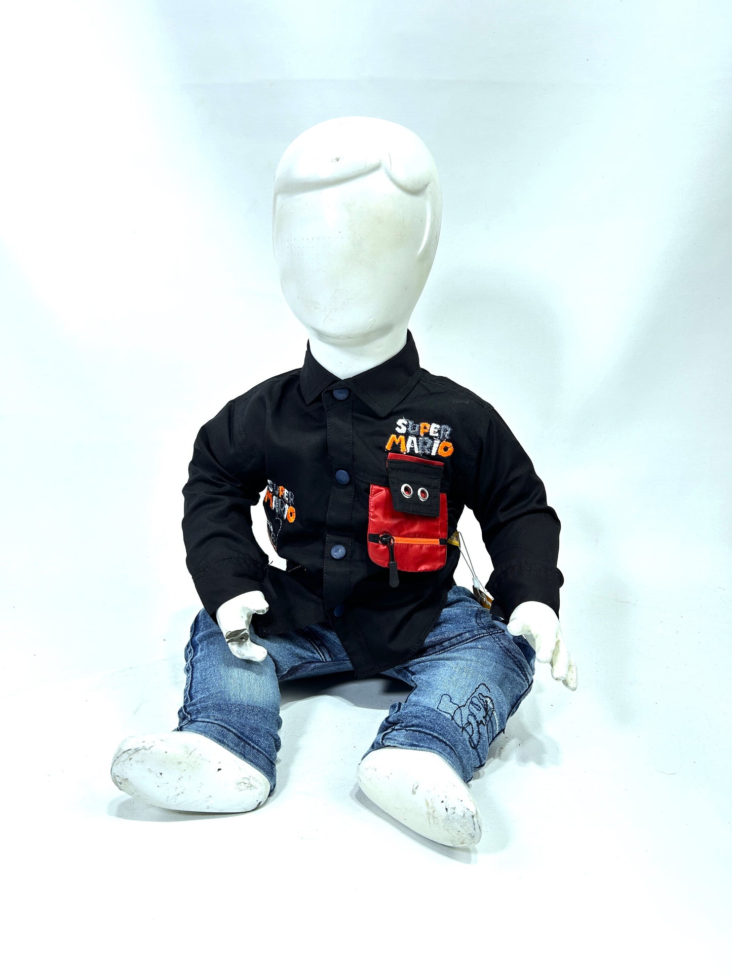 3Mth - 9Mth Mario Black Baba Suit For Newborns AJ NBS582