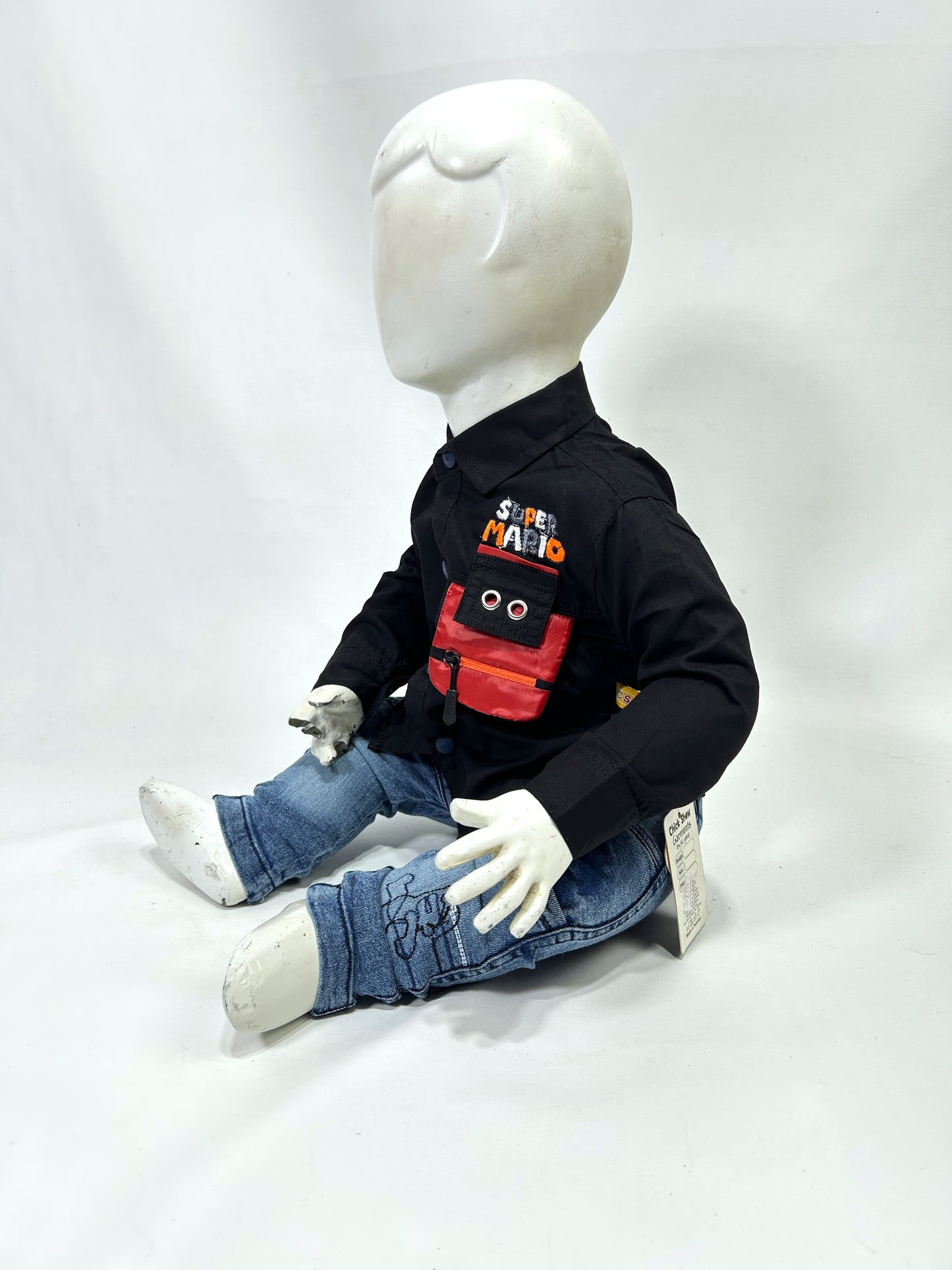 3Mth - 9Mth Mario Black Baba Suit For Newborns AJ NBS582