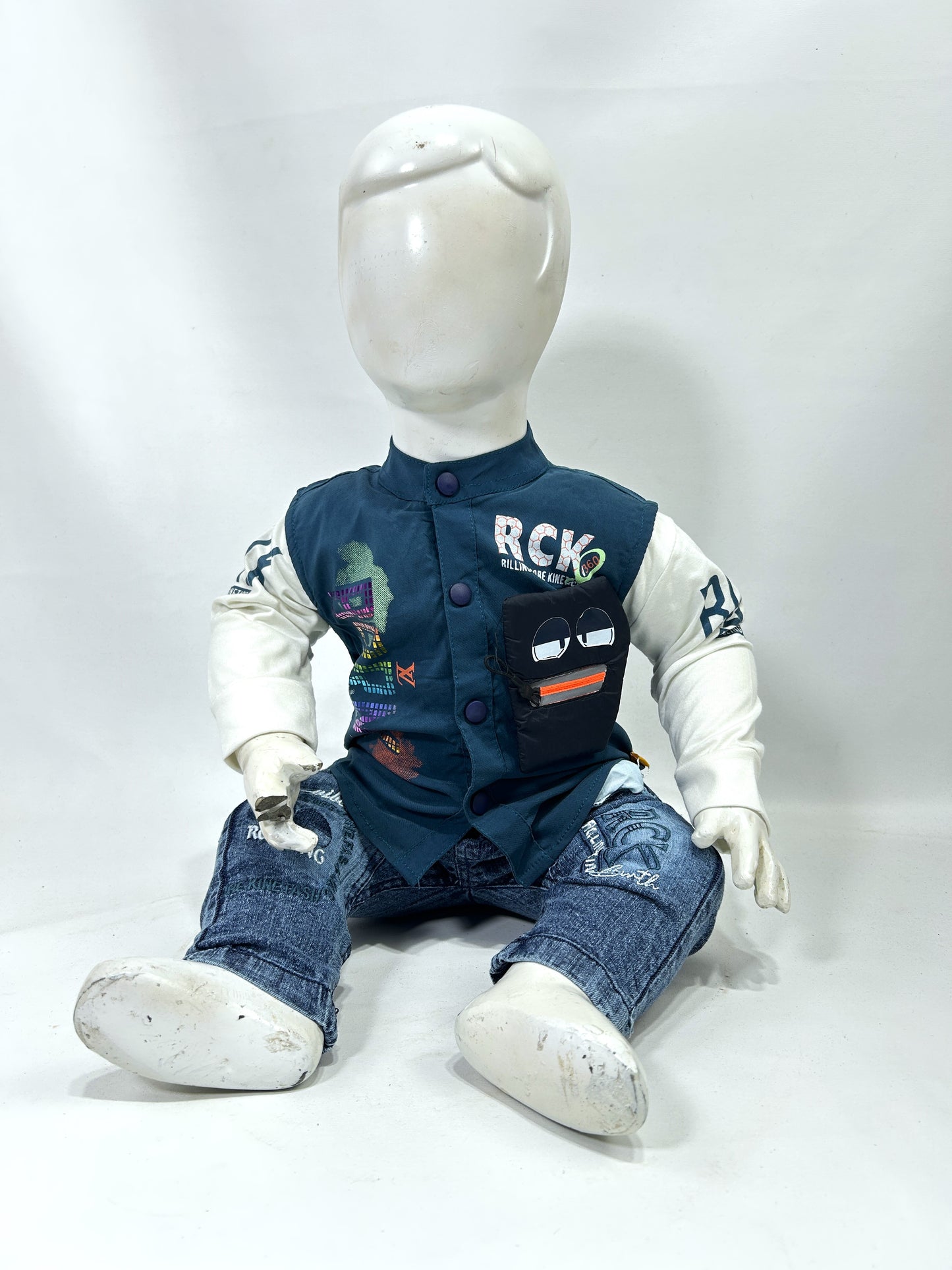 3Mth - 9Mth 3Pcs RCK Blue Baba Suit For Newborns AJ NBS577