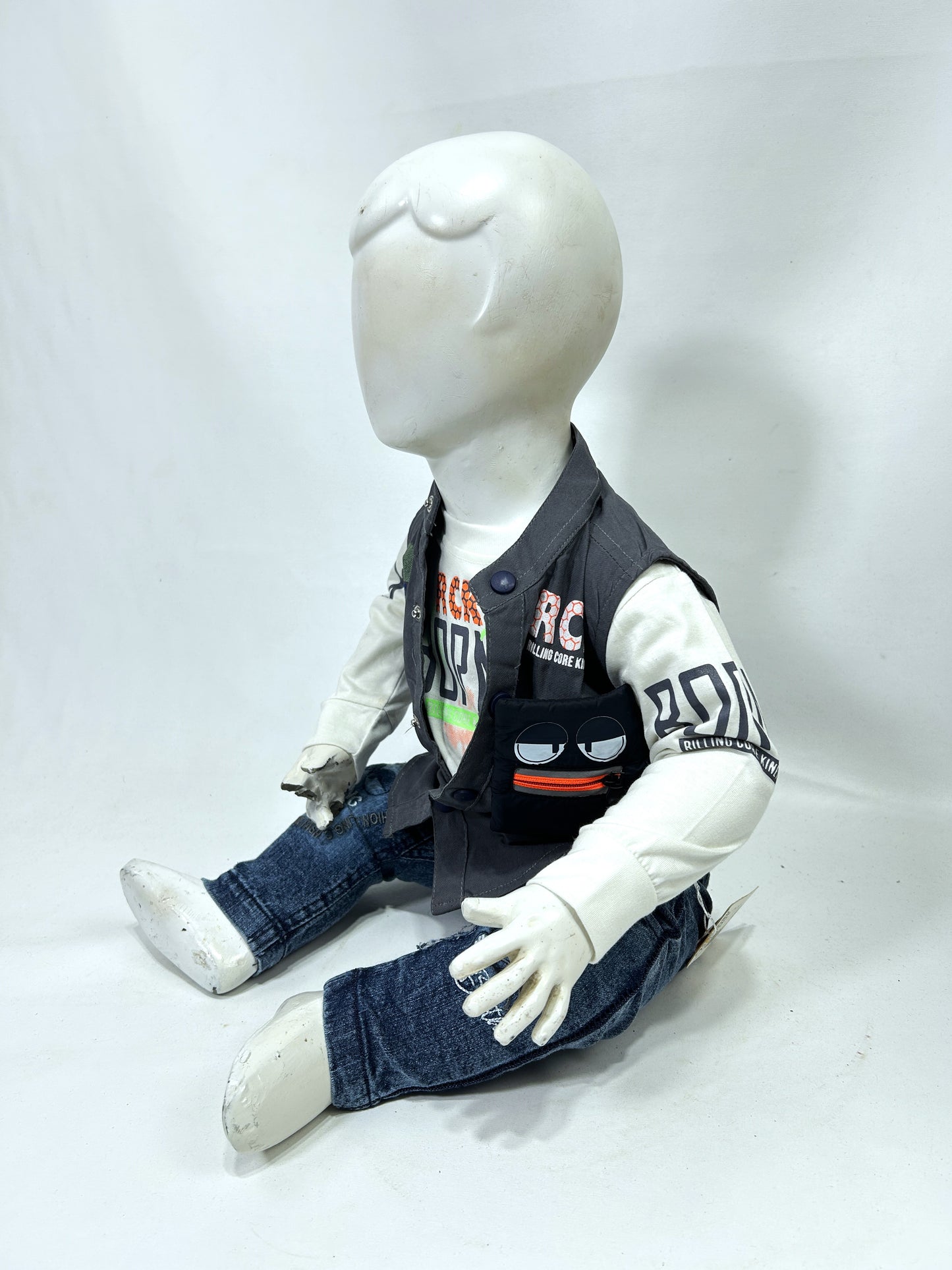 3Mth - 9Mth 3Pcs RCK Grey Baba Suit For Newborns AJ NBS578