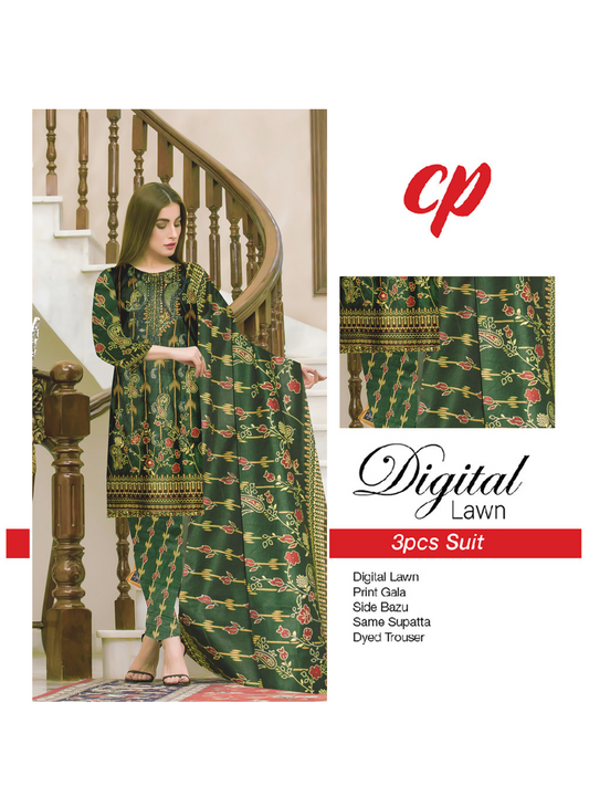 3Pcs Unstitched Digital Lawn Suit For Women WU141