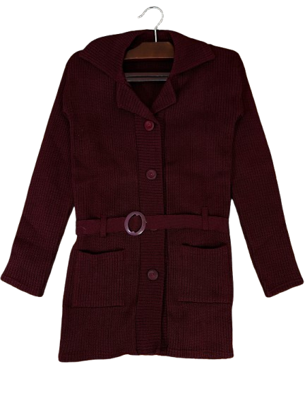 Maroon Full Sleeves Long Sweater For Women WSW07