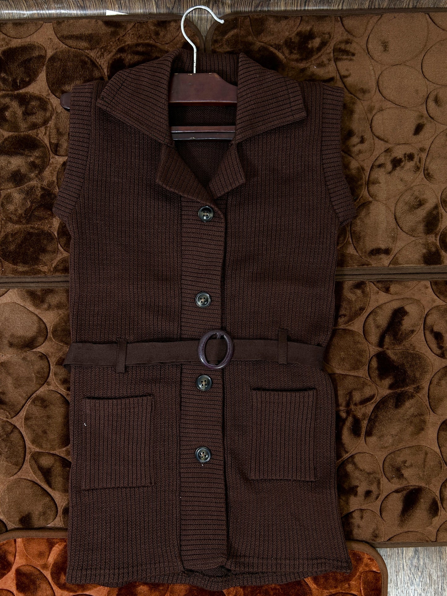 Brown Sleeveless Sweater For Women WSW