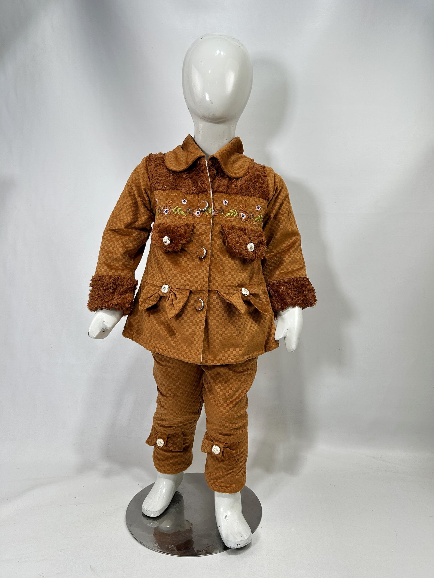1Yr - 4Yrs Fleece Brown Suit For Girls BG GS308