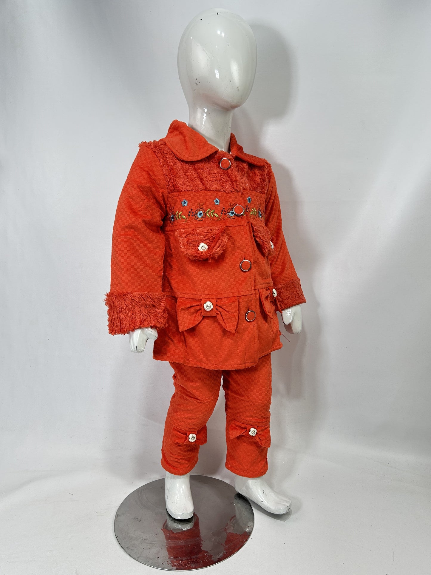 1Yr - 4Yrs Fleece Dark Orange Suit For Girls BG GS309