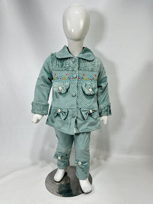 1Yr - 4Yrs Fleece Green Suit For Girls BG GS310