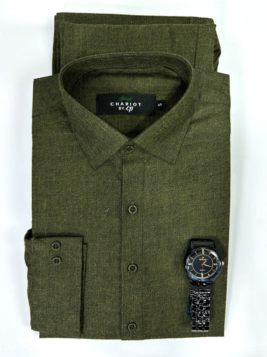 830 Men's Woollen Kameez Shalwar Stitched Suit Green 02 MSK250