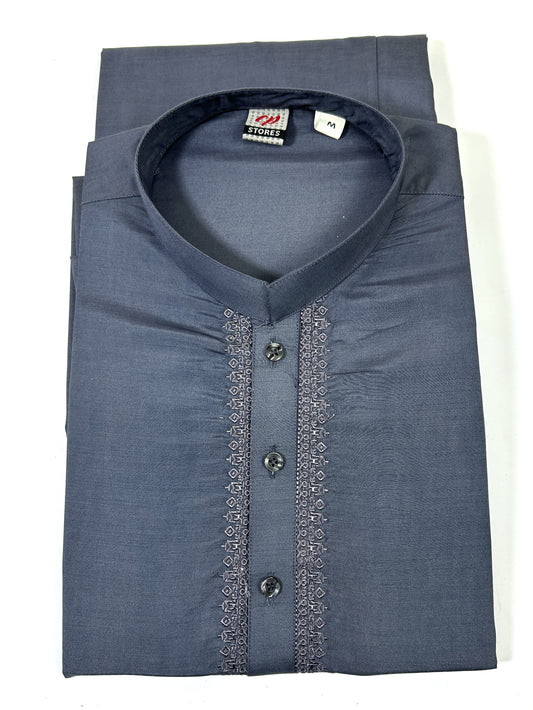 785 Men's Kameez Shalwar Stitched Suit Grey 04 MSK260 Shab
