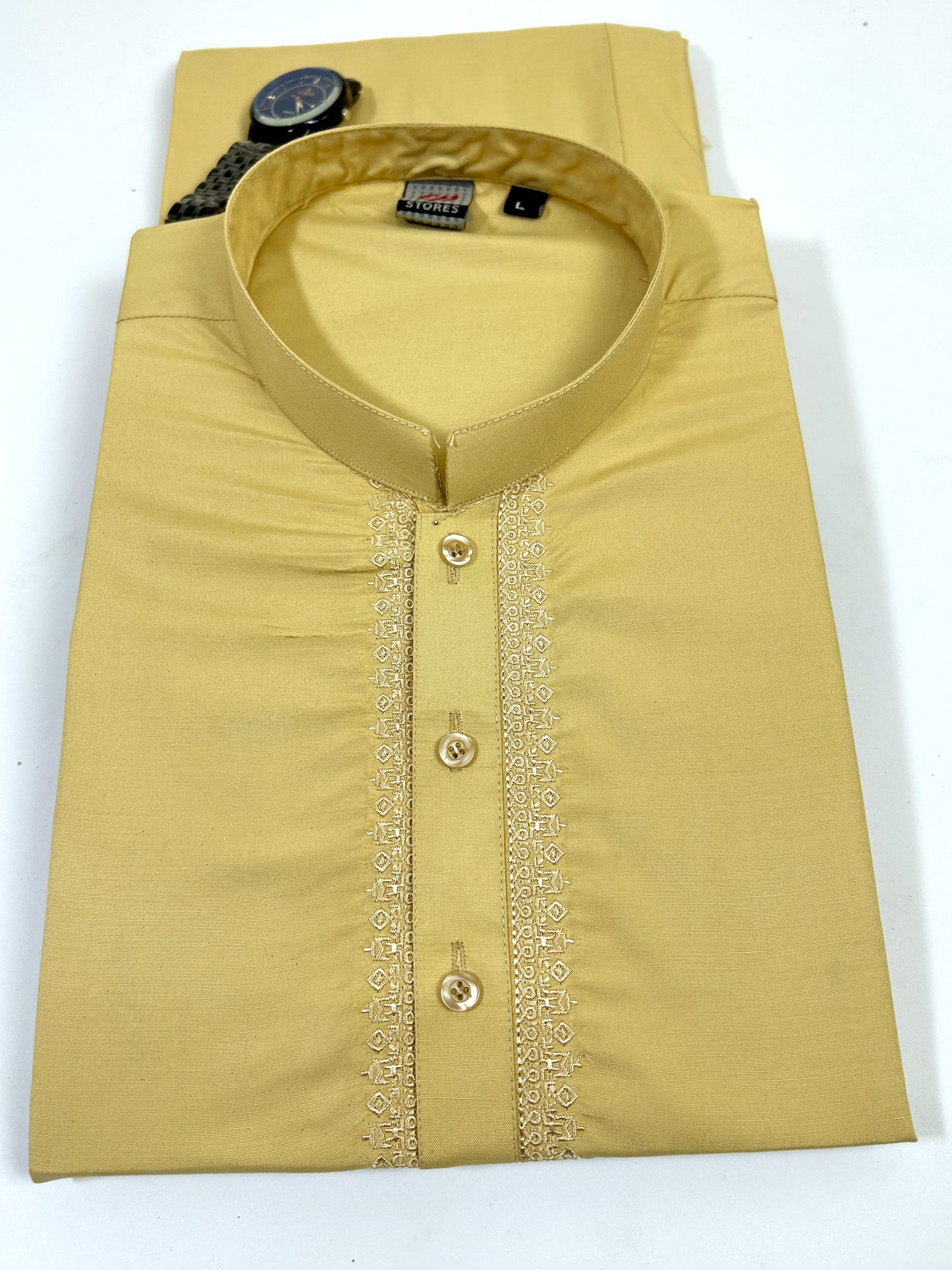 785 Men's Kameez Shalwar Stitched Suit Yellow 07 MSK259 Shab