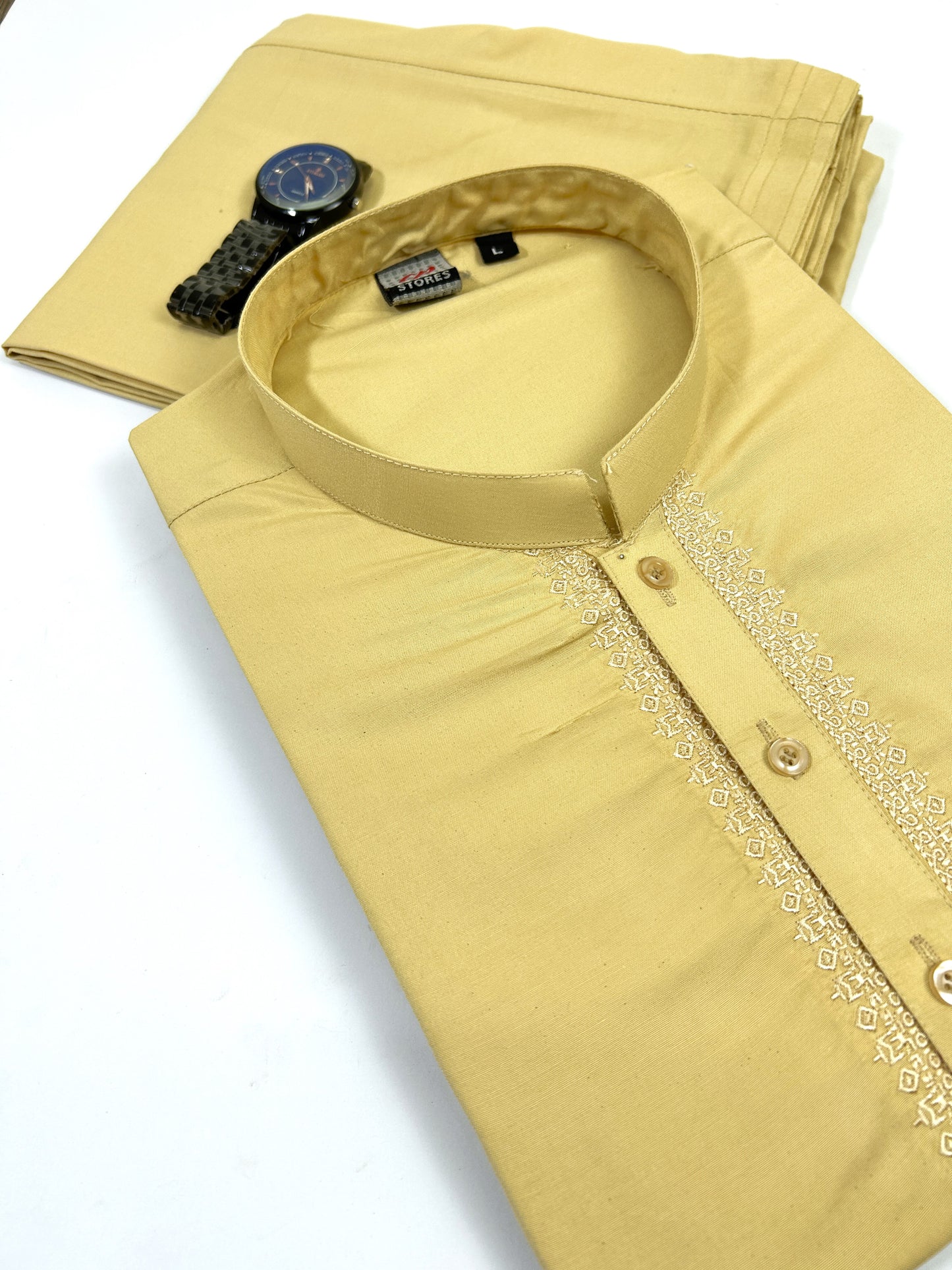 785 Men's Kameez Shalwar Stitched Suit Yellow 07 MSK259 Shab