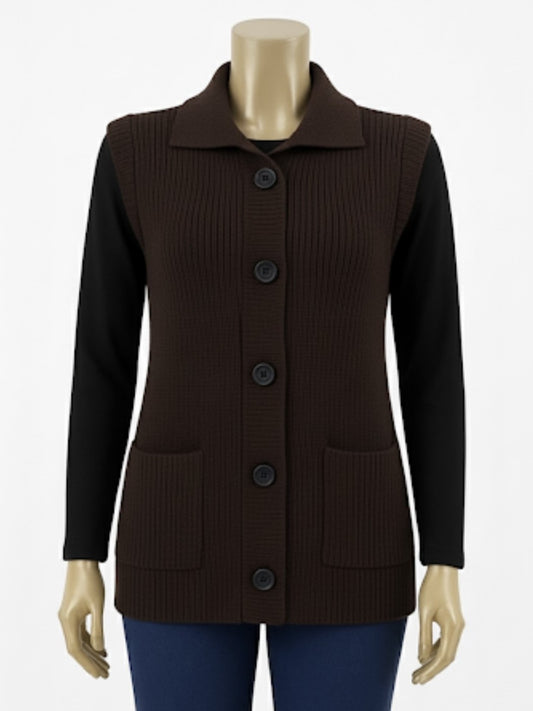 Brown Sleeveless Sweater For Women WSW40