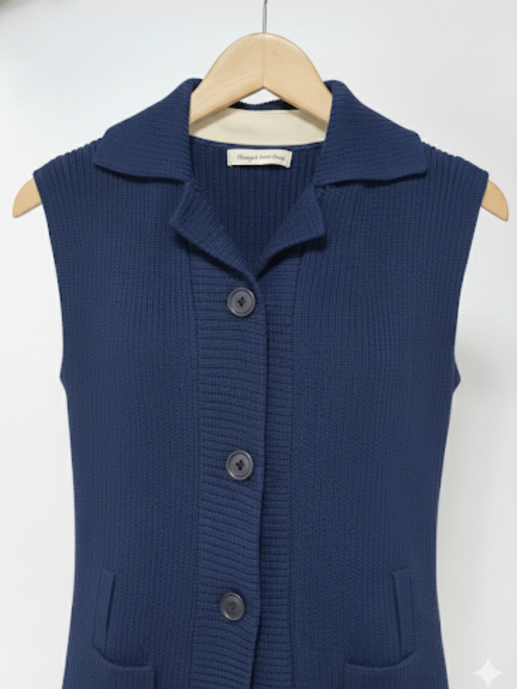 Navy Blue Sleeveless Sweater For Women WSW38